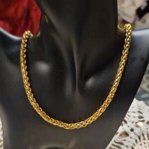 Vintage Monet Gold Tone Chunky Braided Necklace